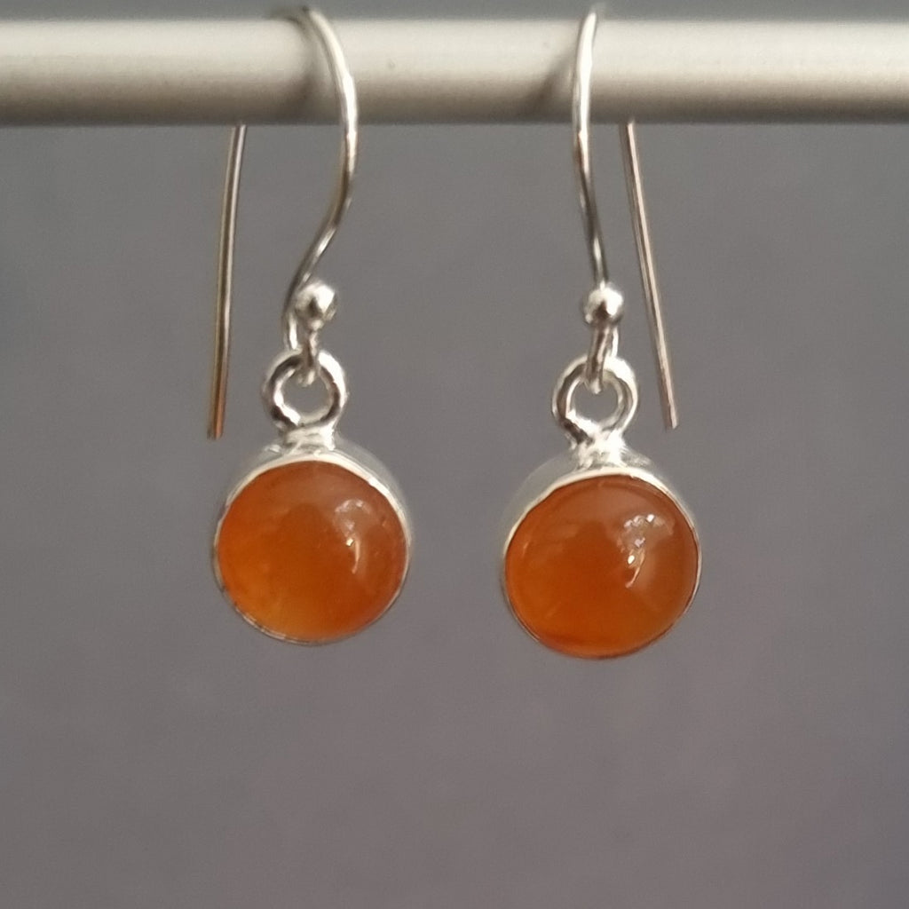 Small Round Carnelian 925 Sterling Silver Earrings, E13CARN