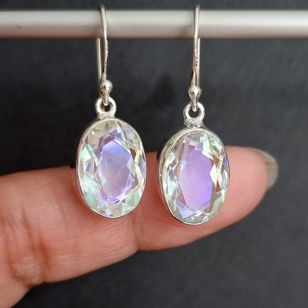 Mystic Mercury Mist Topaz Oval 15mm x 10mm 925 Sterling Silver Earrings, FQZE12