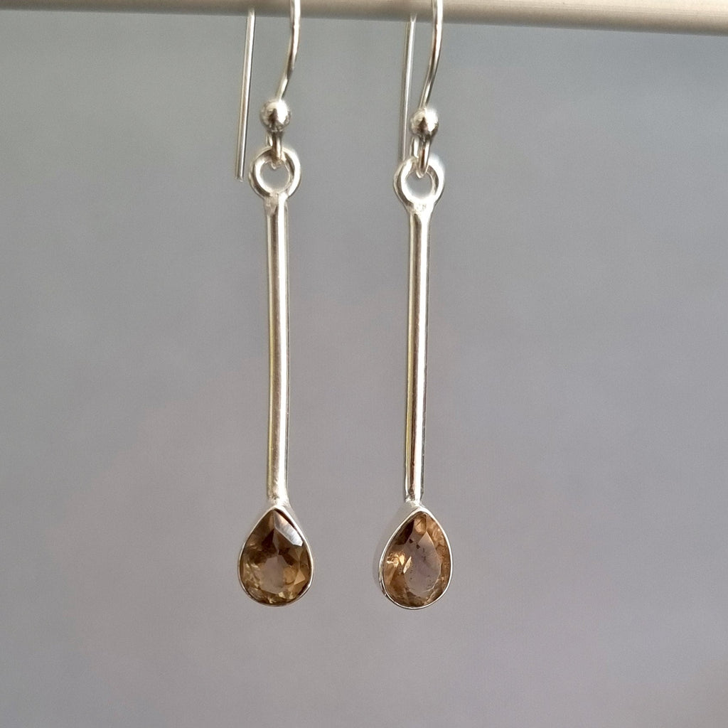 Long Teardrop Smoky Quartz 925 Sterling Silver Earrings, E15SQ