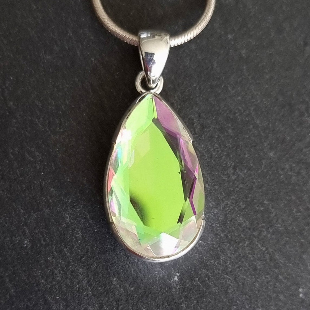 Ex Large Teardrop Mystic Mercury Mist Topaz 925 Silver Pendant, 25mm x 15mm, FQZP19