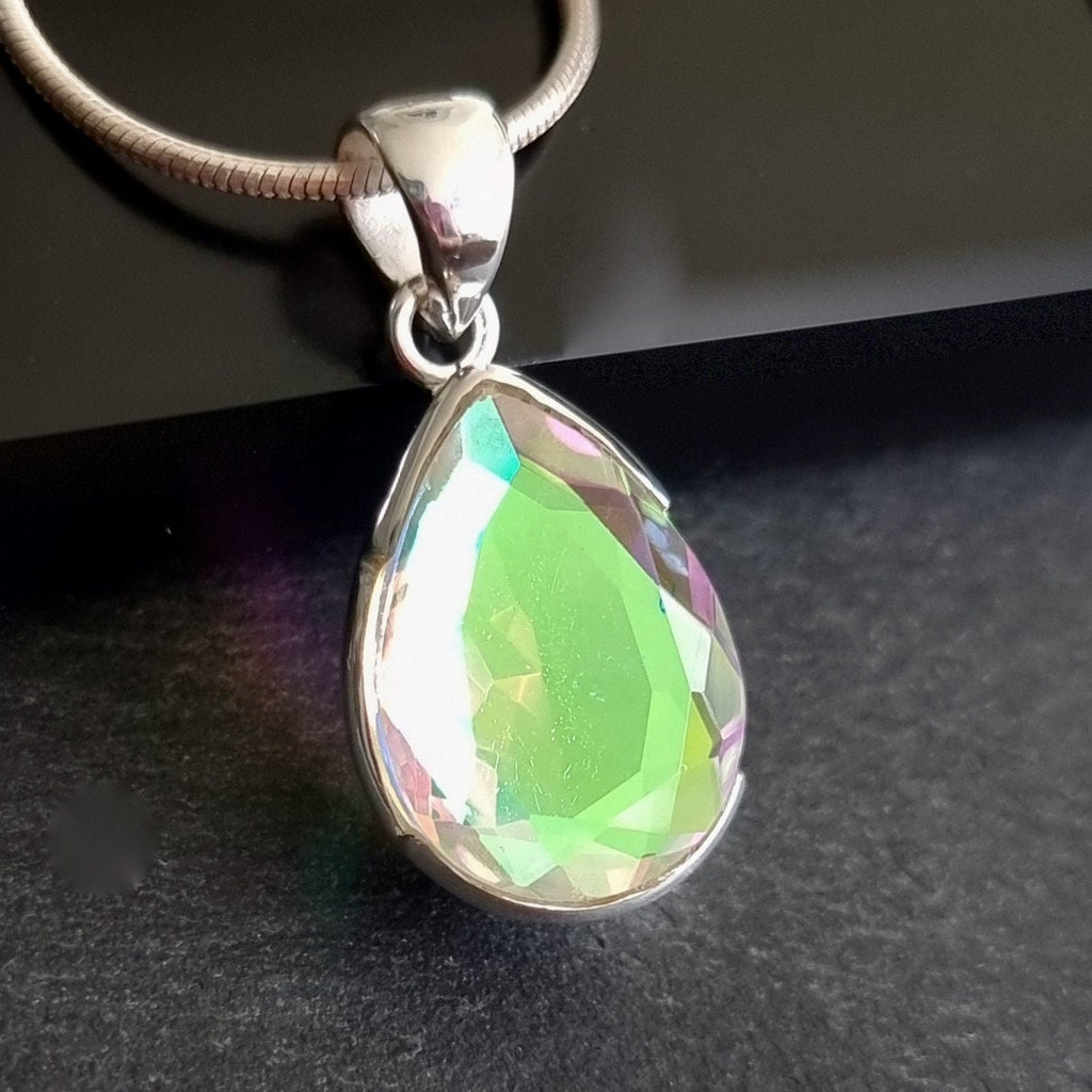 Large Teardrop Mystic Mercury Mist Topaz Silver Pendant, 20mm x 15mm, FQZP21