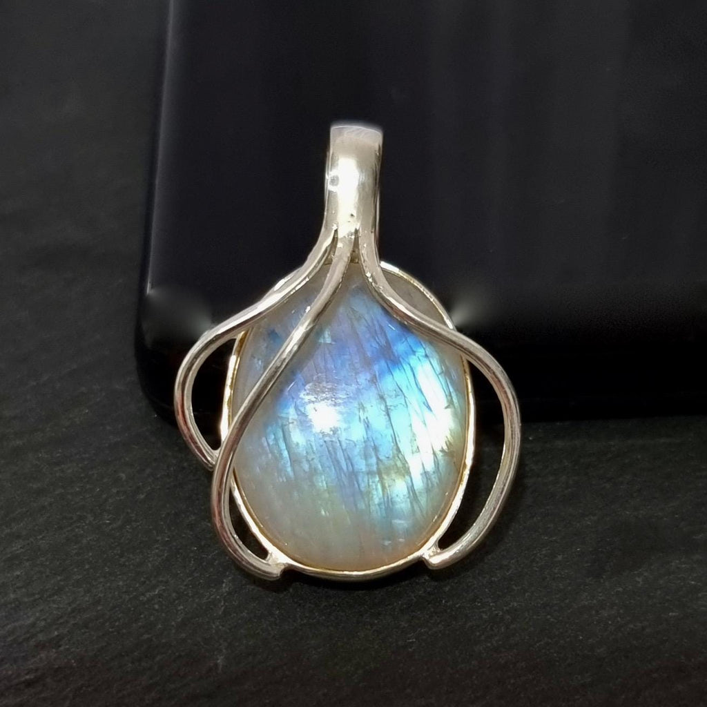 Designer Large Oval Moonstone 925 Sterling Silver Pendant, MP12