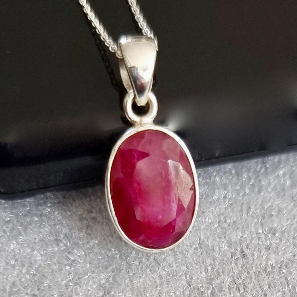 Elegant Small Oval Ruby 925 Sterling Silver  Pendant, Stone Size 14mm x 10mm, P10R