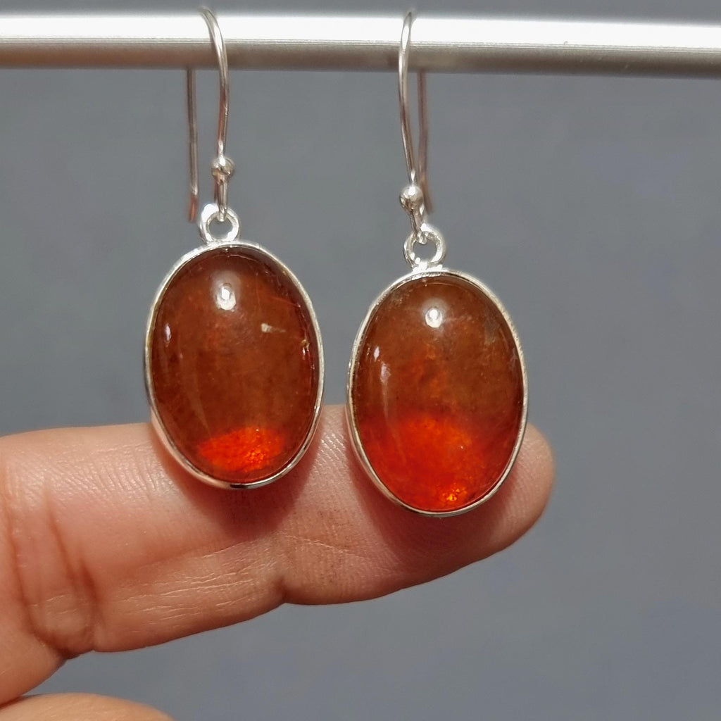 Extra Large Oval Baltic Amber 925 Sterling Silver Earrings, AMBE1