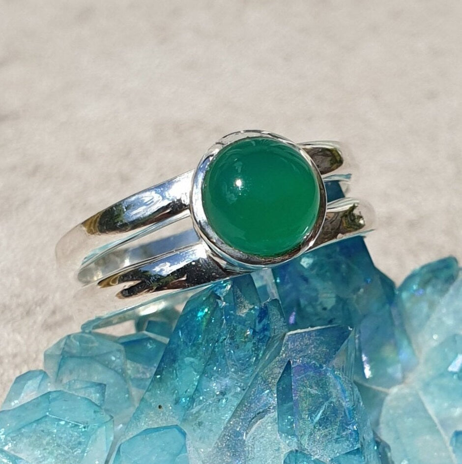 Green Onyx ring silver, Green onyx ring for Women, Green orders onyx ring Sterling Silver, Green onyx ring minimalist, Green Onyx Ring Band