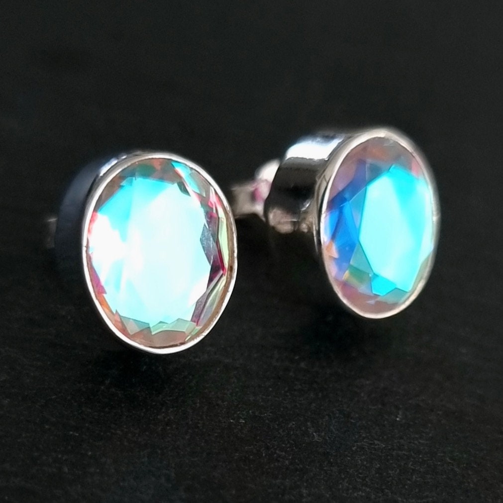 Mystic Mercury Mist Topaz Oval 12mm x 10mm 925 Sterling Silver Studs, FQZS5