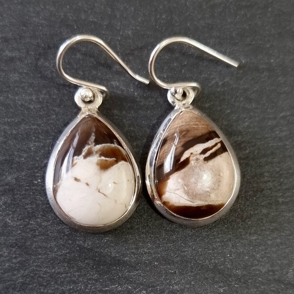 Peanut Wood Jasper Teardrop Earrings, PWE1